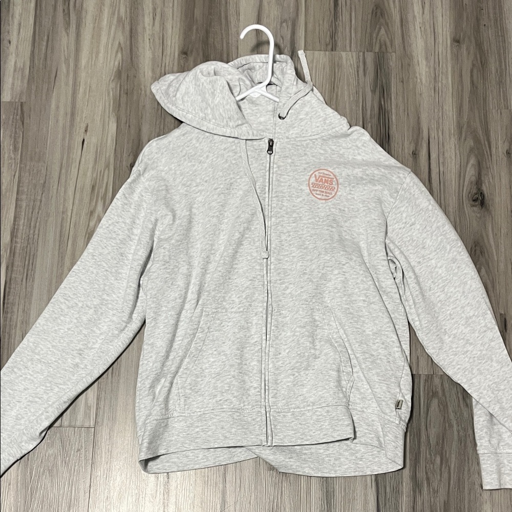Vans Light Gray Zip-Up Hoodie with Logo